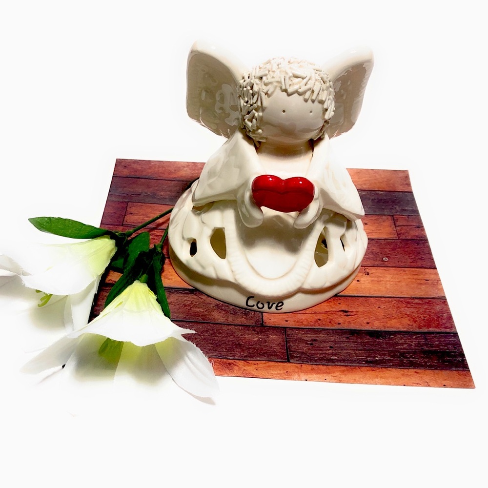 White Angel “Love” Tea Light candle holder